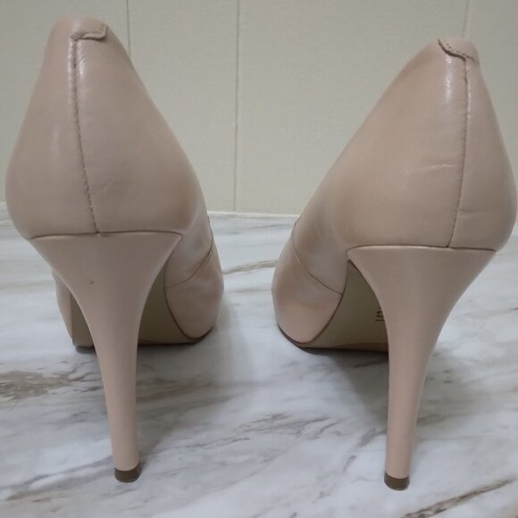 Nine West | "Camya" Peep Toe Heels Nude Blush Beige | Size 9M - Picture 6 of 12